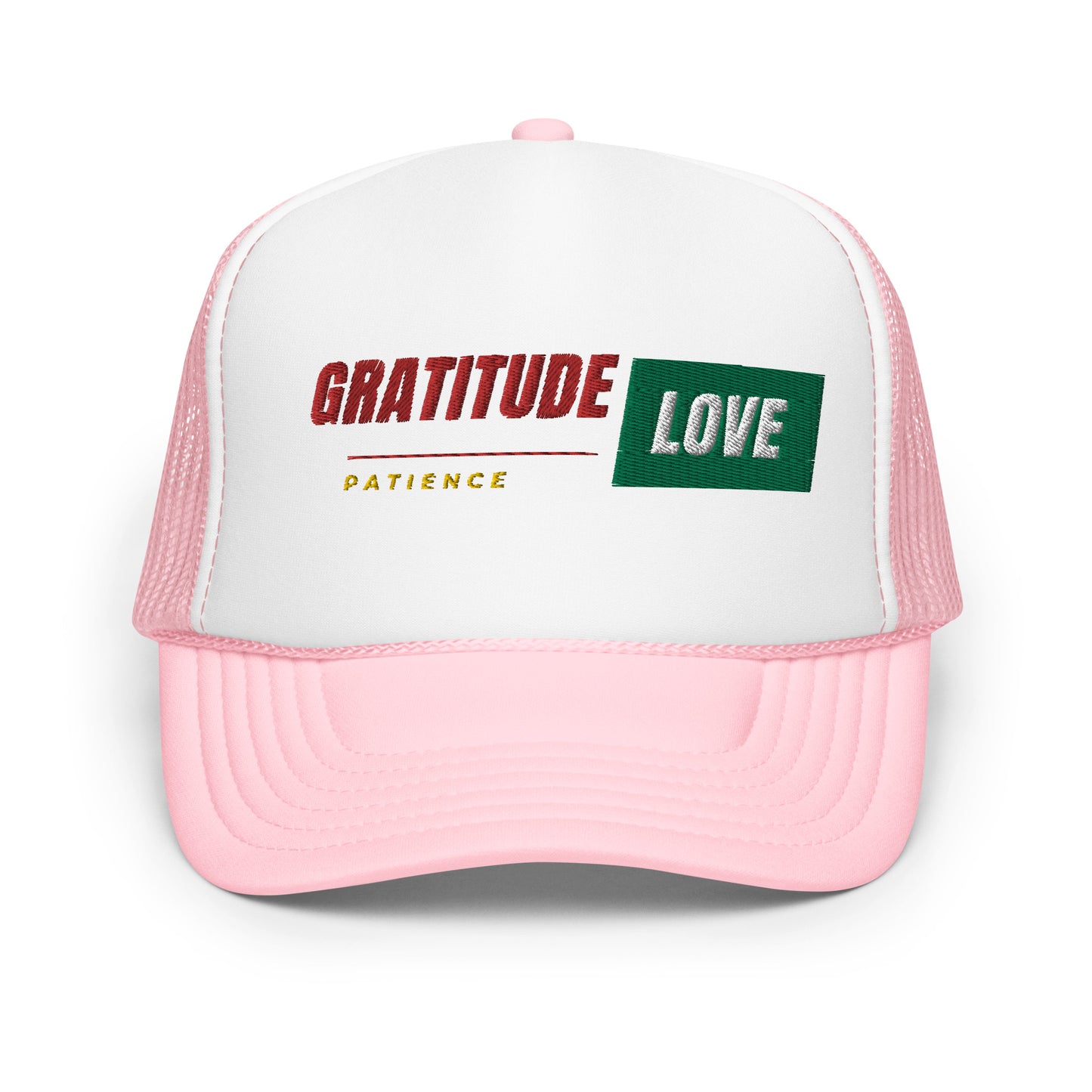 Gratitude Love Patience trucker hat by Amagiri Young