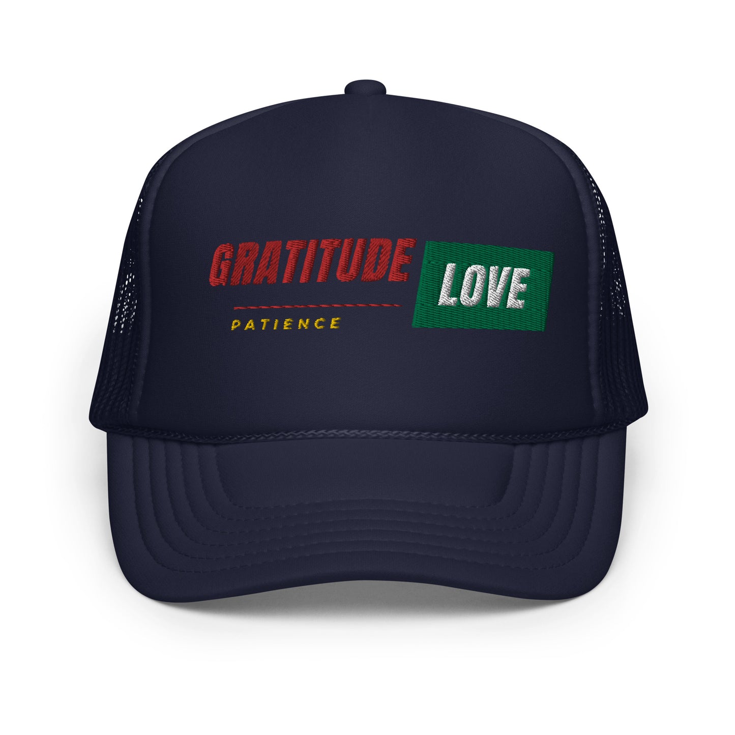Gratitude Love Patience trucker hat by Amagiri Young