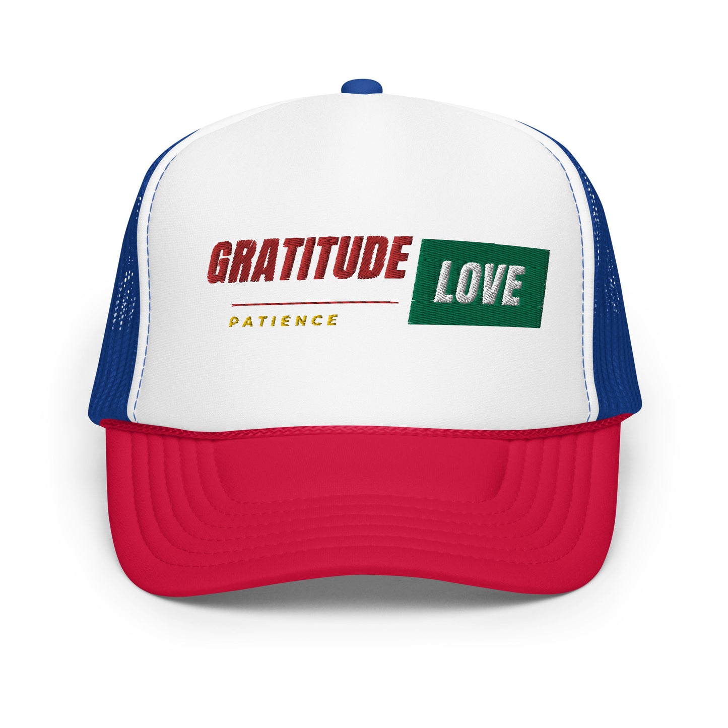 Gratitude Love Patience trucker hat by Amagiri Young