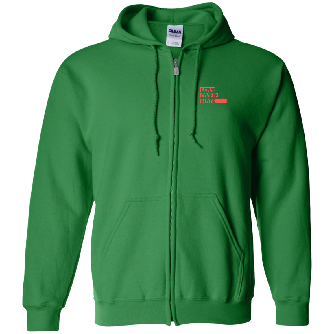 Love over Hate Zip Up Hooded Sweatshirt