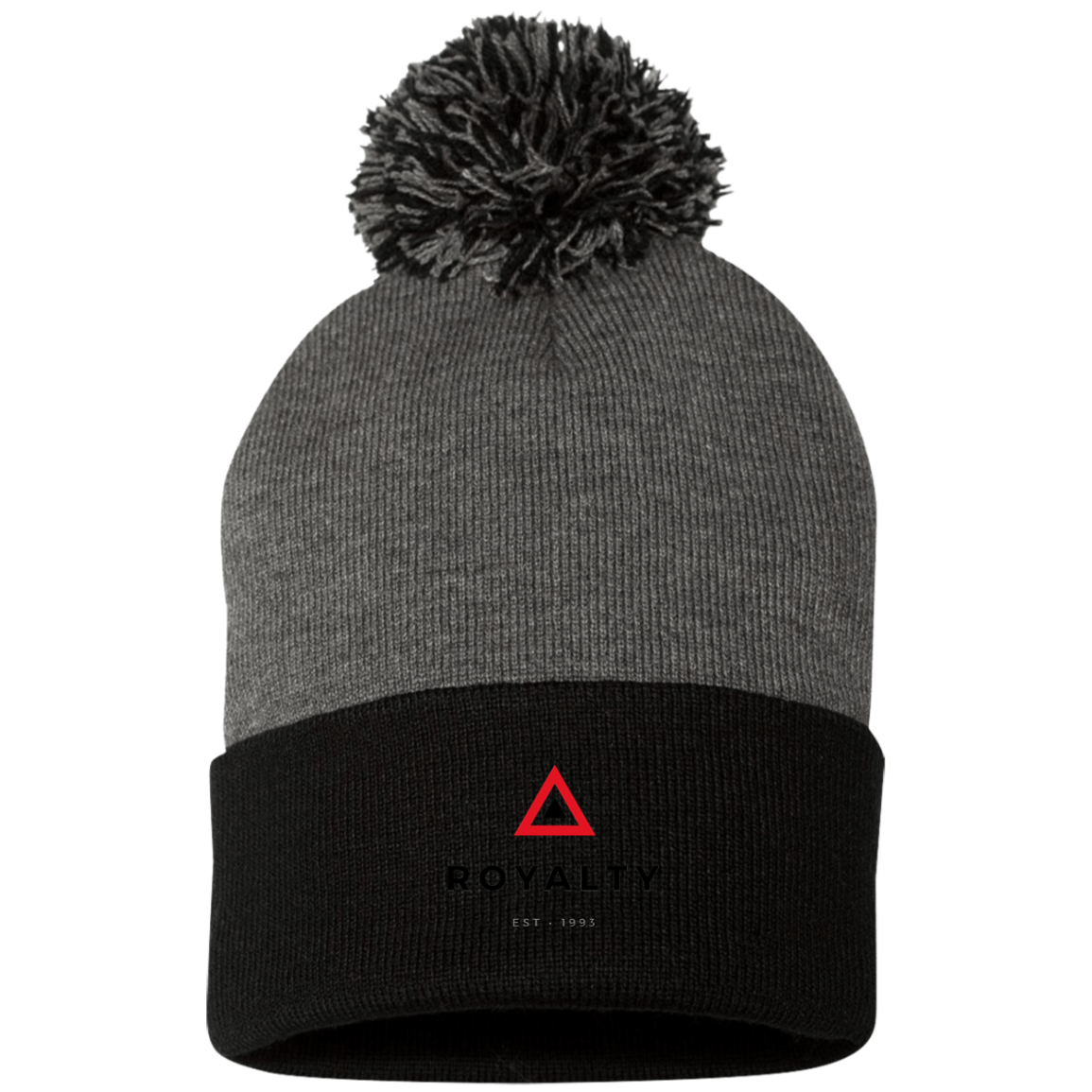 Royalty Black Pom Pom Knit Cap