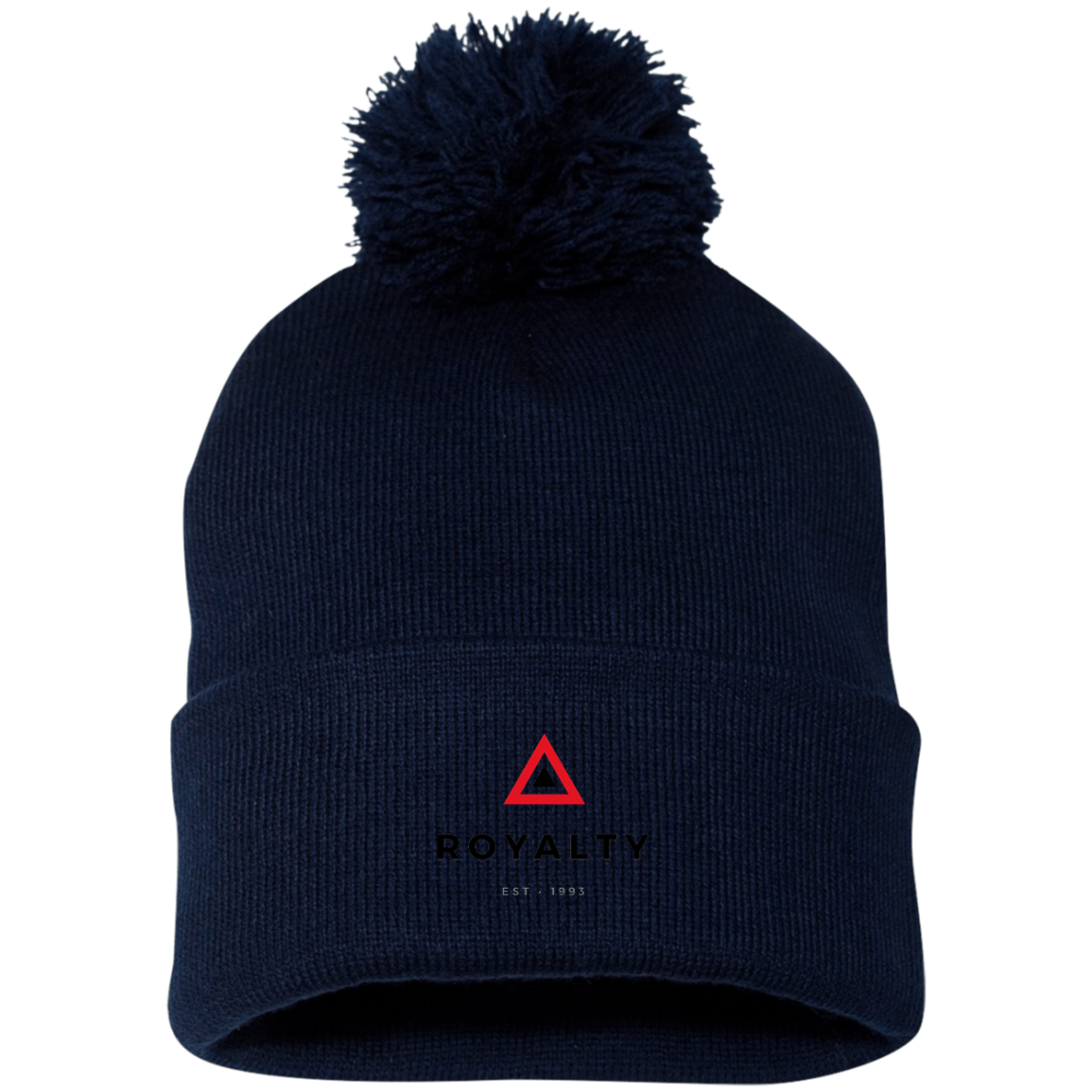 Royalty Black Pom Pom Knit Cap