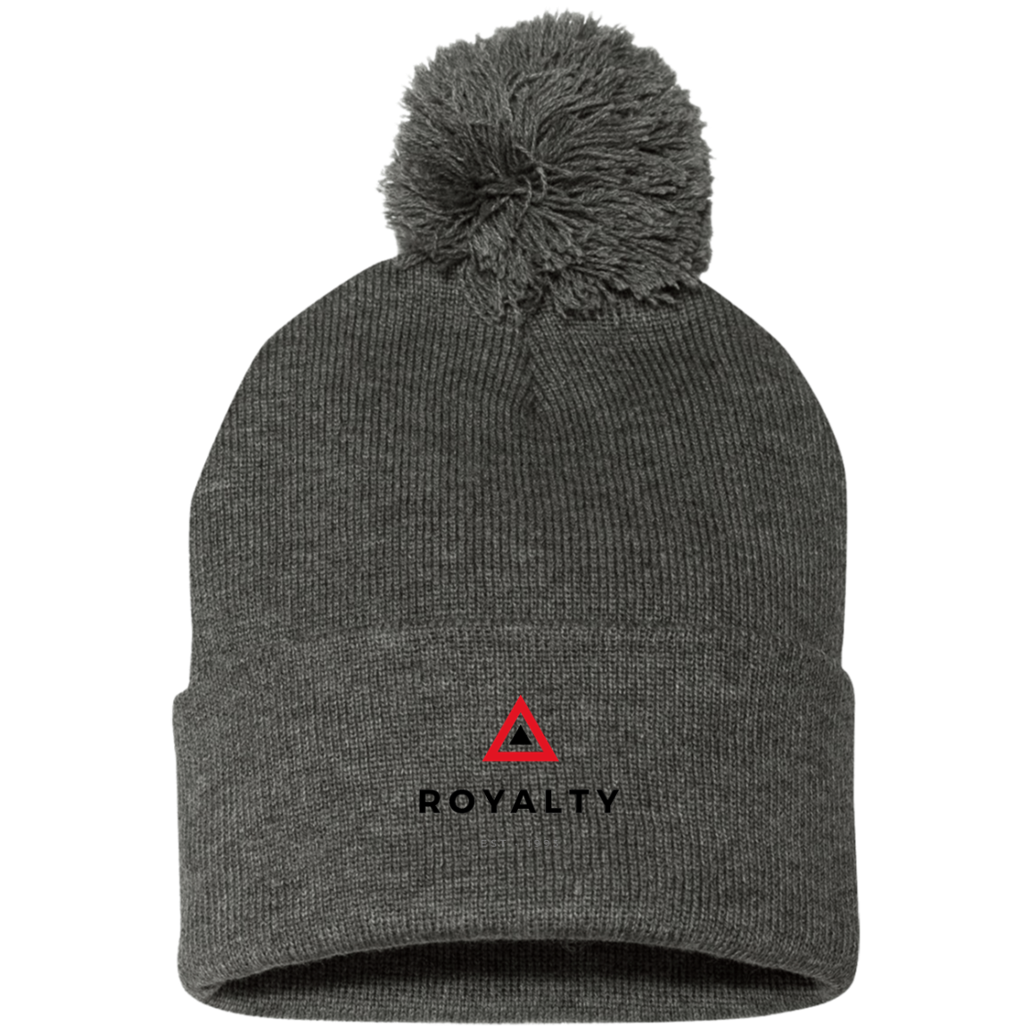 Royalty Black Pom Pom Knit Cap