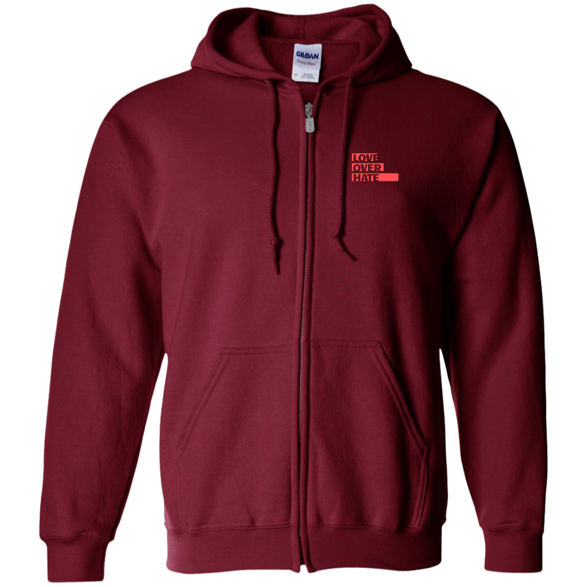 Love over Hate Zip Up Hooded Sweatshirt