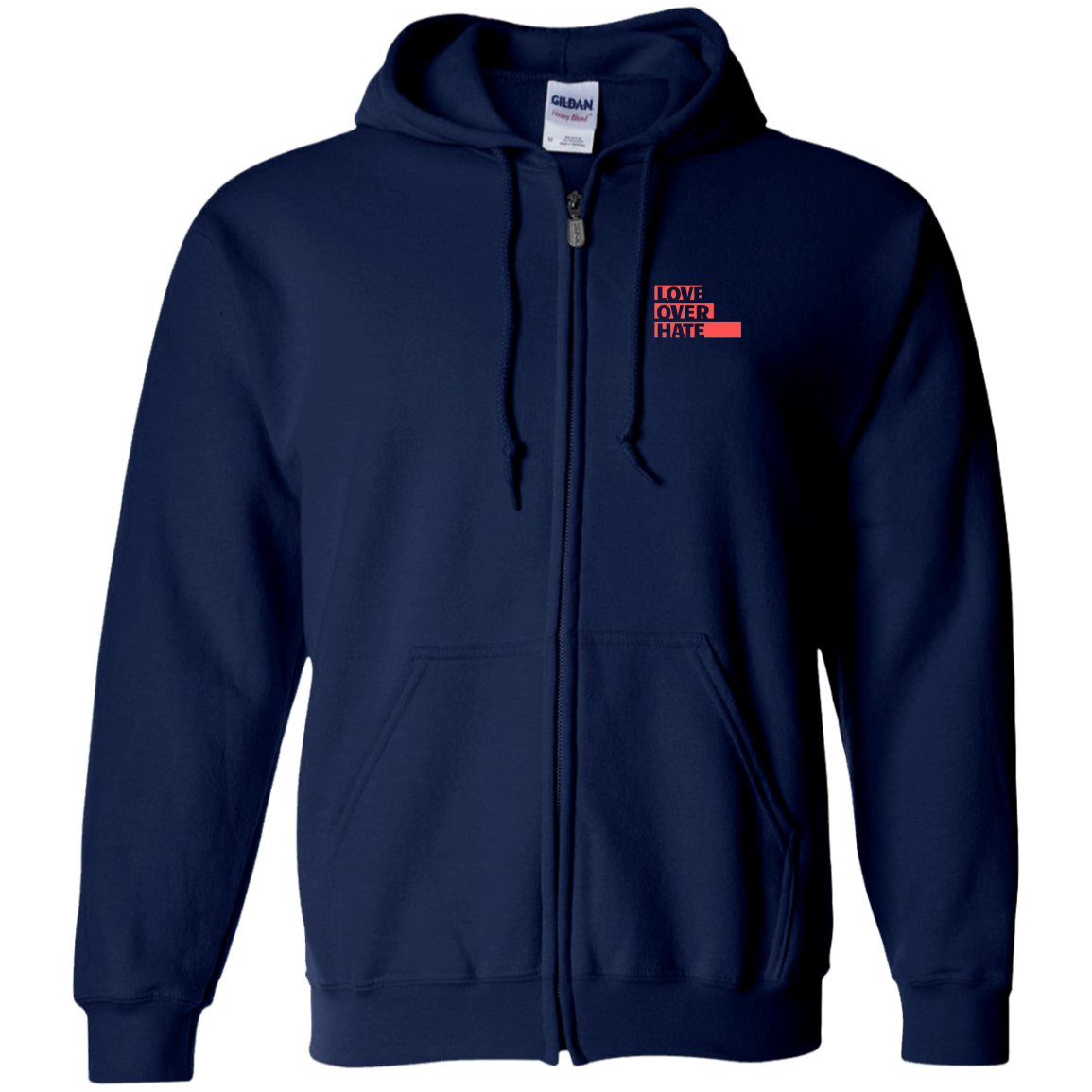 Love over Hate Zip Up Hooded Sweatshirt