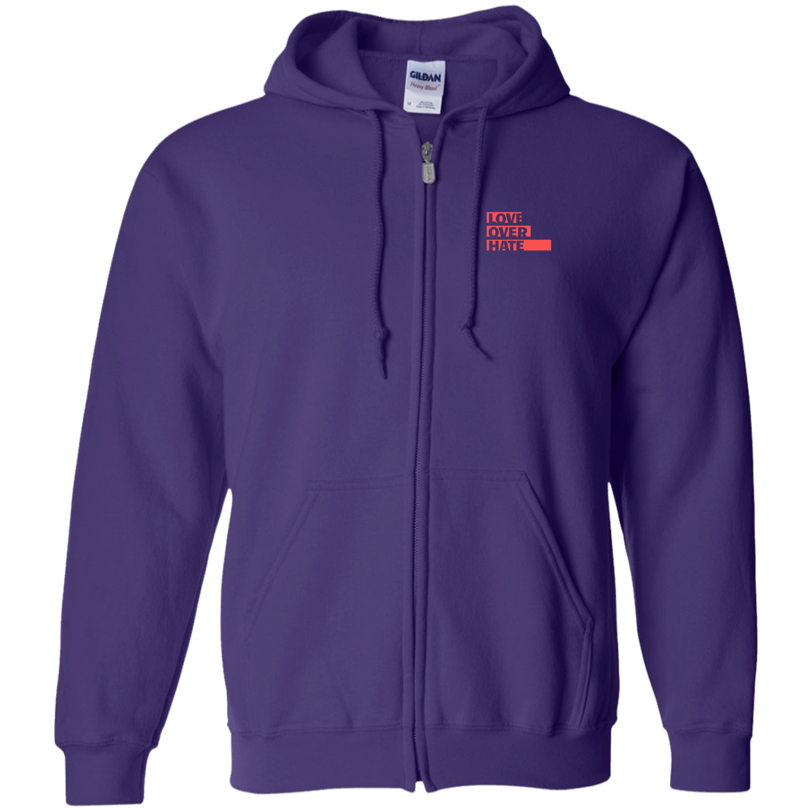 Love over Hate Zip Up Hooded Sweatshirt