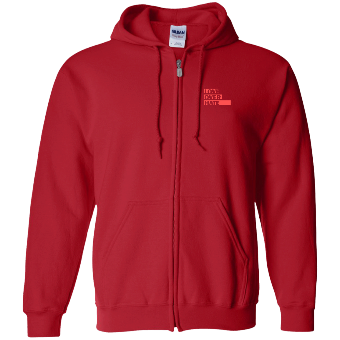Love over Hate Zip Up Hooded Sweatshirt